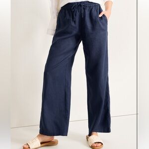 Tommy Bahama 100% Linen Two Palms High-Rise Easy Pants Island Navy Women’s M